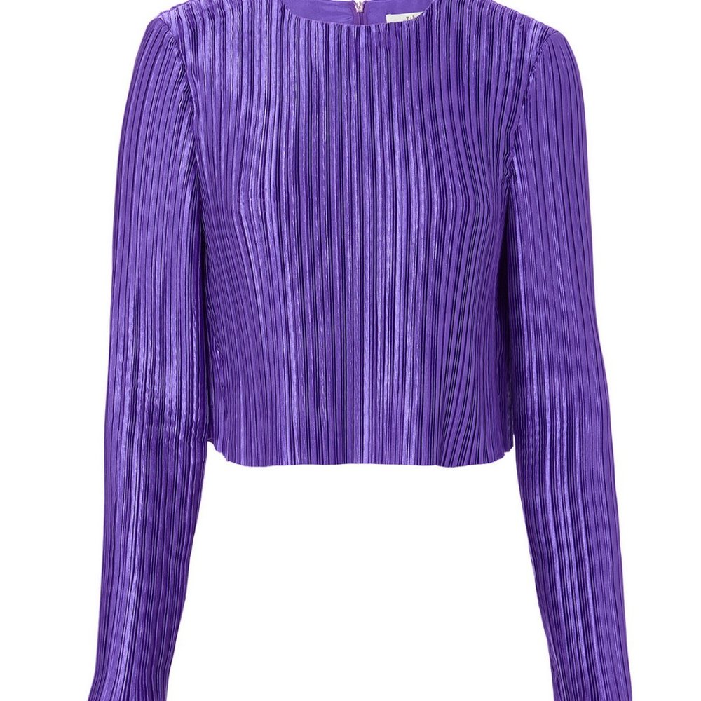 New Tibi Purple Pleated Plisse Crop Top sz 0